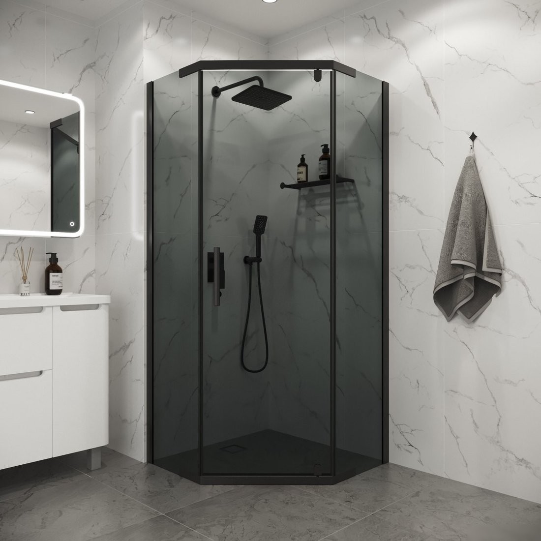 Душевой уголок Niagara Eco NG-1009-14DT 90x90x190 (черный/стекло тонированное) - фото товара
