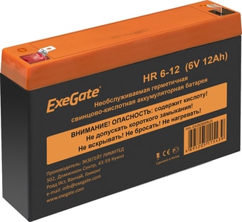Аккумулятор для ИБП ExeGate HR 6-12 (6В, 12 А·ч) – изображение в каталоге