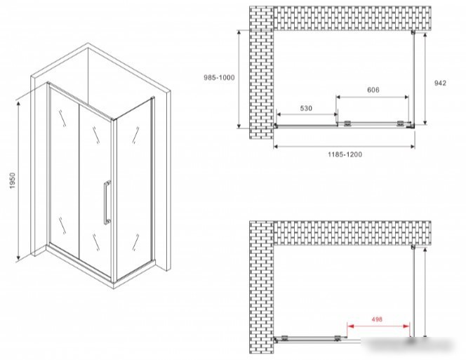 Душевой уголок Abber Schwarzer Diamant AG30120MH-S100M - фото товара