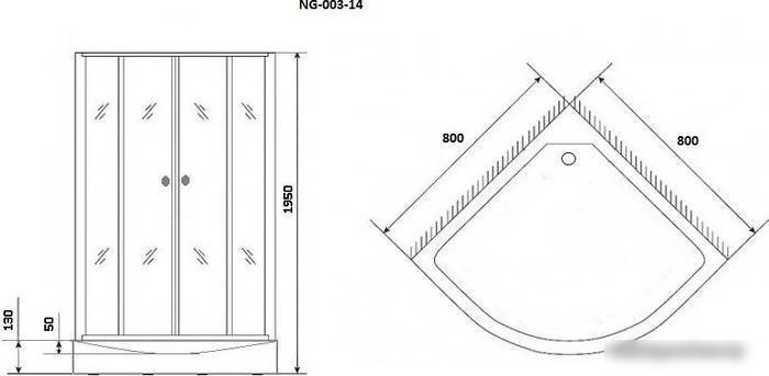Душевой уголок Niagara NG-003-14BLACK 80x80x195 - фото товара