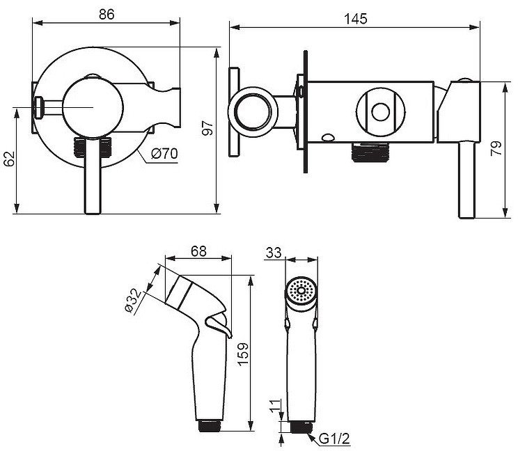 Гигиенический душ Damixa Option 211000300 (черный) - фото товара