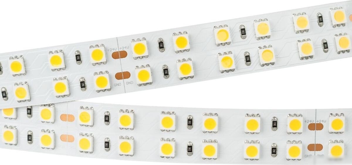 Светодиодная лента Arlight 4W/m 144Led/m 5060SMD теплый белый 5M RT-B144-19mm 24V Warm3000 025273(2) – фото товара