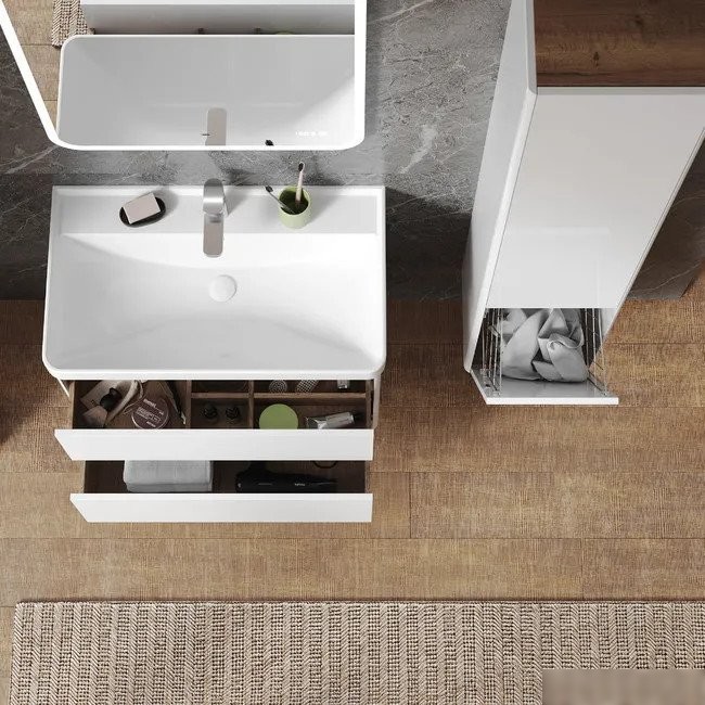 Briz Тумба с умывальником Сенсе 80 248 03-18080-20 00 БЕЛ – фото товара