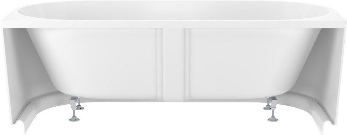 Ванна Wellsee Collaro 170x80 28910103R (пристенная ванна белый глянец, экран, ножки, сифон-автомат матовый черный) - фото товара