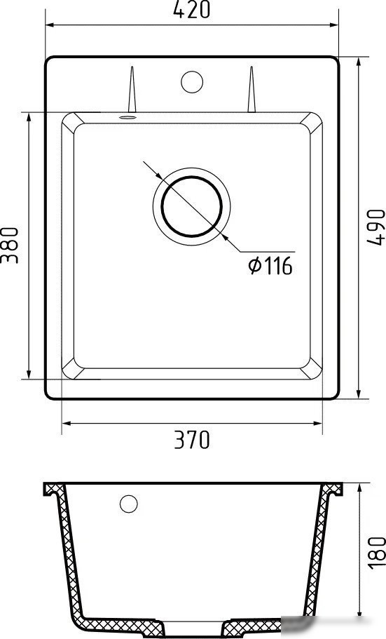 Кухонная мойка GranFest Urban UR-242 (черный) - фото товара