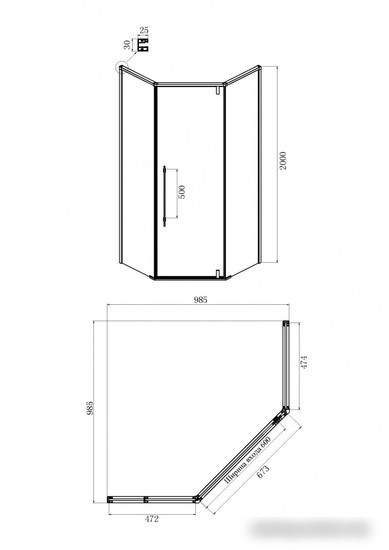 Душевой уголок Ambassador Ritz 90x90x200 112011202 - фото товара
