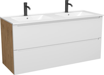 ЗОВ Тумба с умывальником Дион 120 D120LHO0M9003MKV5-OL120 (белый матовый/дуб) – изображение в каталоге