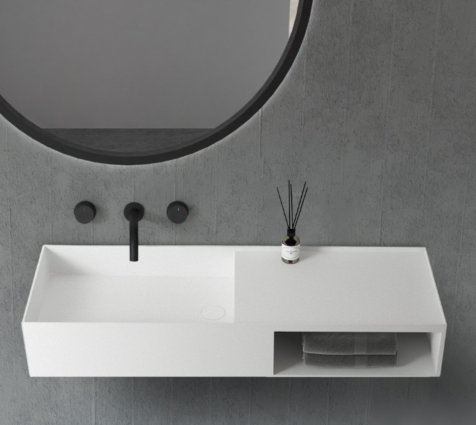 Abber Тумба с умывальником Stein AS2649-1.2 (подвесной, белый матовый) – фото товара