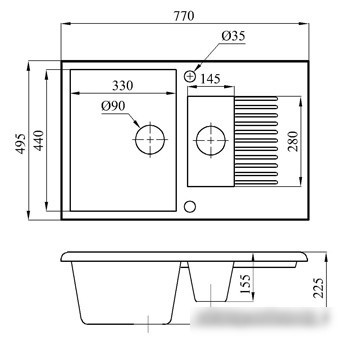 Кухонная мойка БелЭворс Forma L (бежевый, без сифона) - фото товара