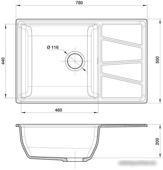 Кухонная мойка GranFest GF-V-780L (серый) - фото товара