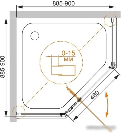 Душевой уголок Cezares Eco-O-P-1-90-C-Cr - фото товара