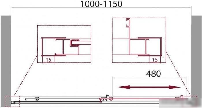 Душевая дверь BelBagno UNIQUE-BF-1-100/115-C-Cr (прозрачное стекло) - фото товара