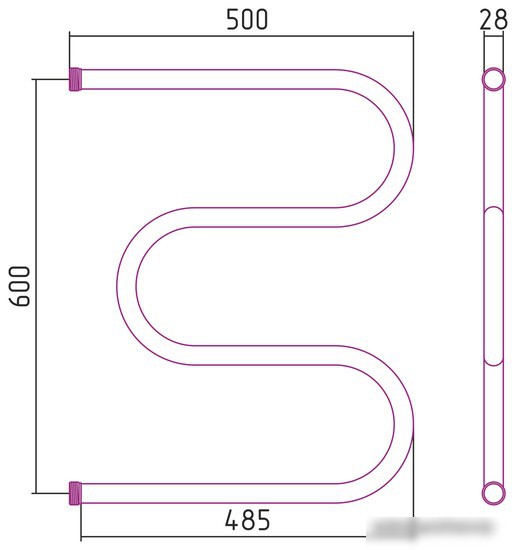Полотенцесушитель Стилье М-образный 600х500 резьба-сгон 1" 00004-6050 - фото товара