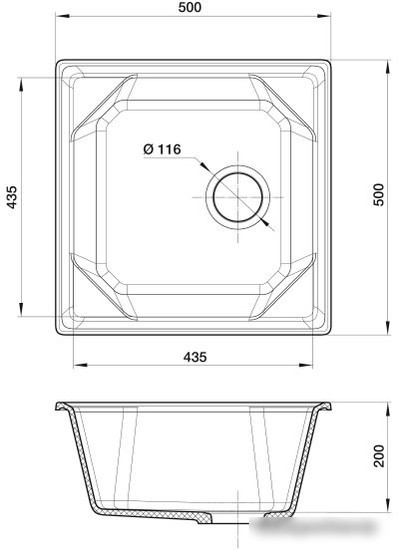 Кухонная мойка GranFest GF-U-500 (серый) - фото товара