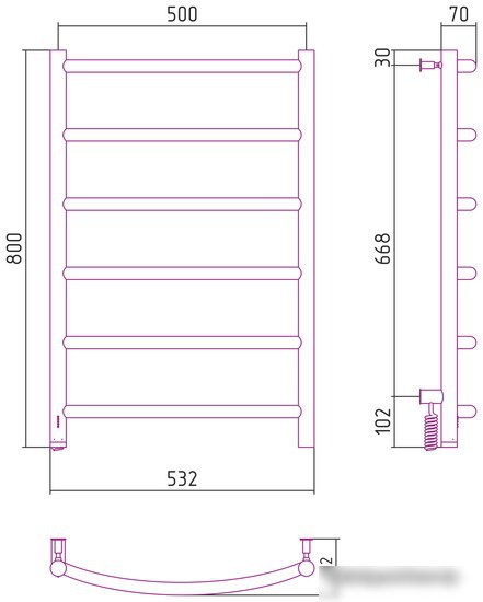 Полотенцесушитель Сунержа Галант 4.0 800х500 МЭМ левый 00-0830-8050 - фото товара