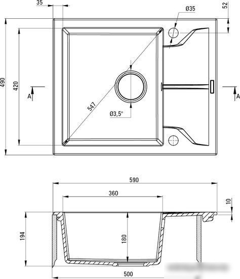 Кухонная мойка Deante Andante ZQN T11A (металлический антрацит) - фото товара