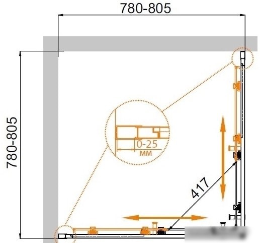 Душевой уголок Cezares Molveno-A-2-80-C-Cr-IV - фото товара