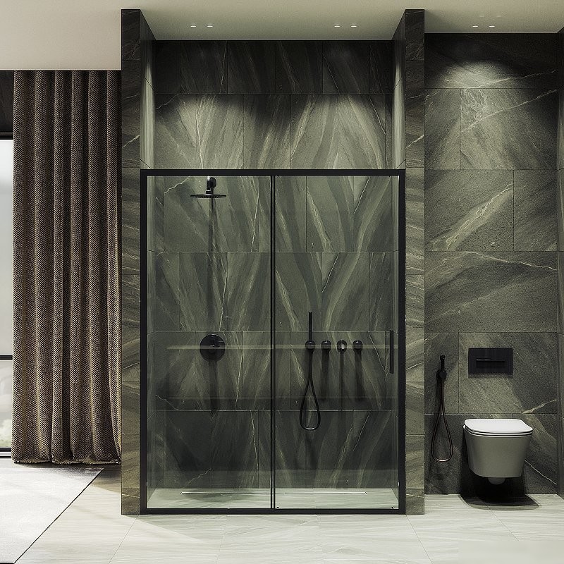 Душевая дверь MaybahGlass 195x120 MGD-1276-6 (бесцветный/черный) - фото товара