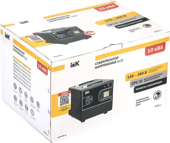 Стабилизатор напряжения IEK HUB 10 кВА IVS21-1-010-13 – фото товара