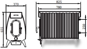 Свободностоящая печь-камин Термофор Огонь-батарея 11 Лайт (антрацит) - фото товара
