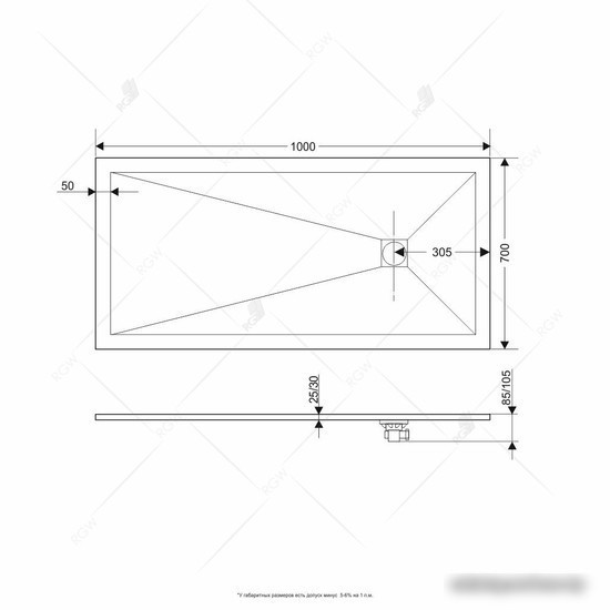 Душевой поддон RGW 16152713-01 70x130 - фото товара