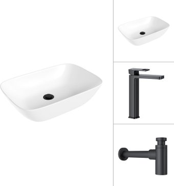 Умывальник Lauter 21454 + Cascade 21СК0655BS с сифоном 21635B (черный матовый) - изображение в каталоге