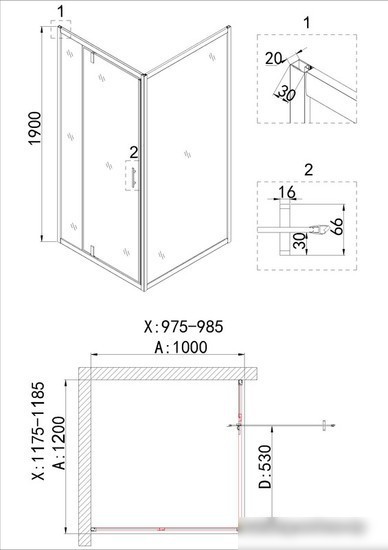 Душевой уголок Niagara NG-43-12AG-A100G 120x100x190 - фото товара
