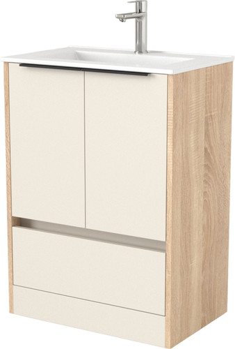 Дабер Тумба под умывальник 017 WeltWasser Deilbach 7517-60 Т17.6W.0.18Ч (бежевый/дуб бардолино/ручка черная) – изображение в каталоге