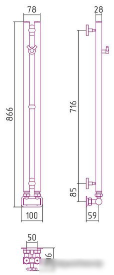 Полотенцесушитель Сунержа Нюанс EU50+ 840х50 31-0212-0840 - фото товара