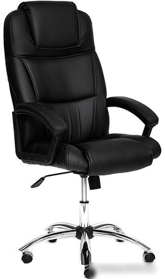 Офисное кресло TetChair Bergamo (хром/кожзам черный) – изображение в каталоге