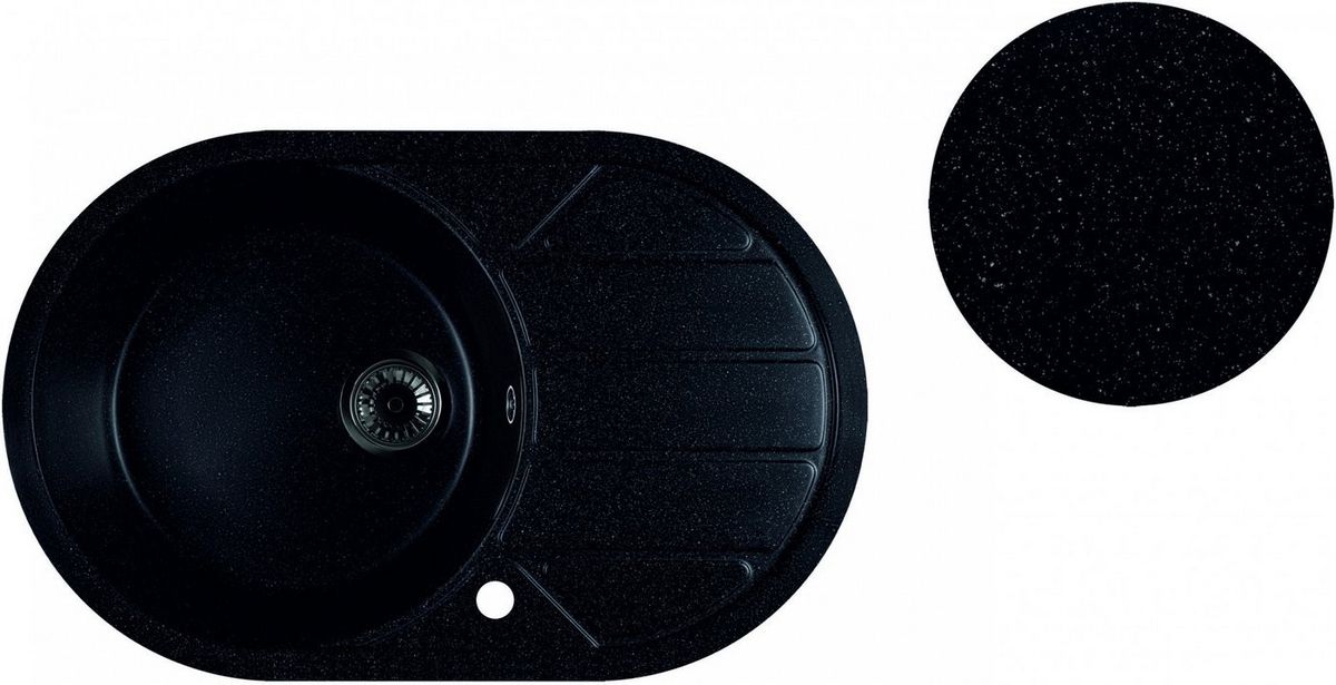 Кухонная мойка Marblan Elon R (черный,с сифоном) - фото товара