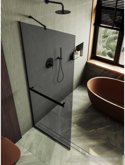 Душевая стенка MaybahGlass 195x79 MGD-729-6у (графитовое стекло/черный) - фото товара
