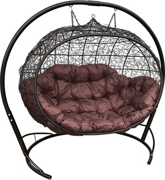 Подвесной диван M-Group Улей 11210405 (черный ротанг/коричневая подушка) – изображение в каталоге
