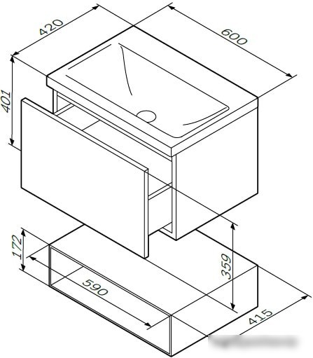 AM.PM Тумба под умывальник Gem 60 M90FHX06021WG (белый) – фото товара