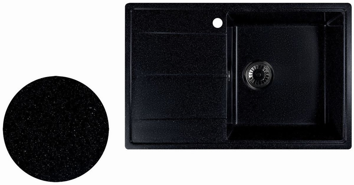 Кухонная мойка Marblan Magnum R (черный, с сифоном) - фото товара