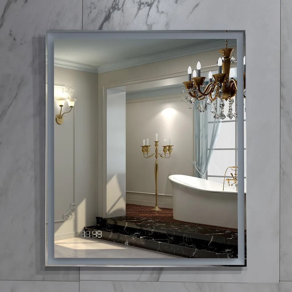 Пекам Зеркало Greta 50x60 greta-50x60dcl (с подсветкой, сенсором на взмах руки и часами) – фото товара