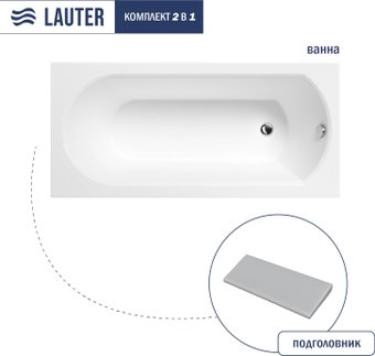 Ванна Lauter Haven 170 21202007 (с серым подголовником) - изображение в каталоге