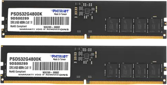 Оперативная память Patriot Signature Line 2x16ГБ DDR5 4800 МГц PSD532G4800K – изображение в каталоге