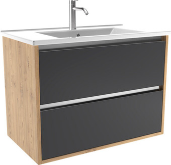 ЗОВ Тумба под умывальник Парма 80 P80LHO0MBPMC1A (дуб/черный) – изображение в каталоге