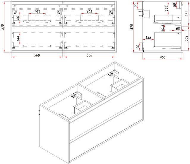 ЗОВ Тумба с умывальником Парма 120 P120LHO0MBPMC1A-OL120 (дуб/черный) – фото товара