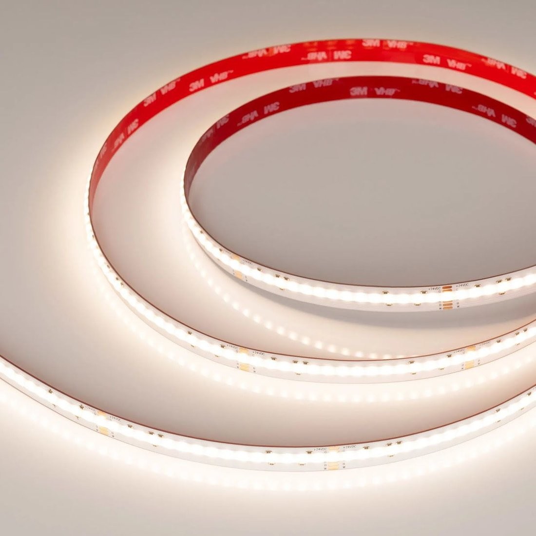 Светодиодная лента COB Arlight 15W/m 768LED/m CSPSMD теплый белый + разноцветный 5М COB-X768-12mm 24V 041785 – фото товара