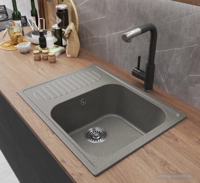 Кухонная мойка Mixline ML-GM18 551971 (темно-серый) - фото товара