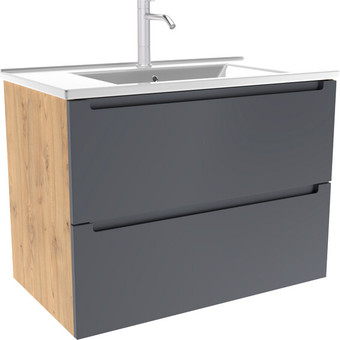 ЗОВ Тумба с умывальником Дион 90 D90LHO0M7015МKV5-OL90 (графит матовый/дуб) – изображение в каталоге