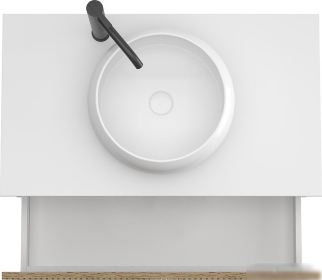 ЗОВ Тумба под умывальник Кито 80 K80LW0MRMC-KP13W (белый/тростник) – фото товара