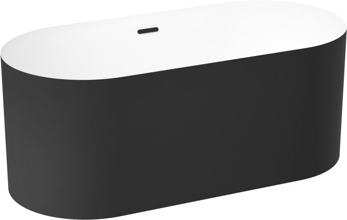 Ванна Wellsee Chalice Perfection 166x77 230603003 (отдельностоящая ванна белый глянец/мат. черн., экран, ножки, сифон-автомат матовый черный) - фото товара