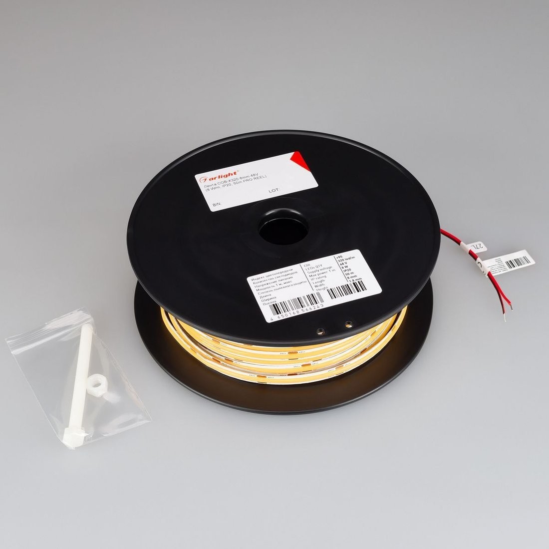 Светодиодная лента COB Arlight 8W/m 320LED/m CSP дневной белый 50М COB-X320-8mm 48V Day4000 043245 – фото товара