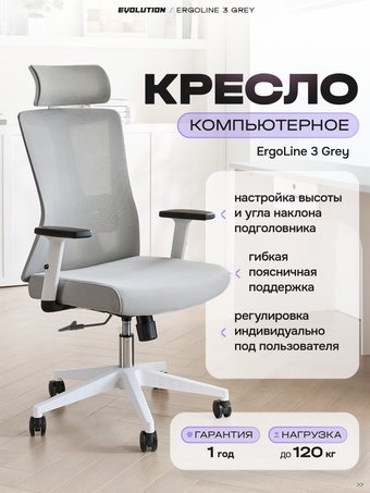 Офисное кресло Evolution ErgoLine 3 (серый) – изображение в каталоге