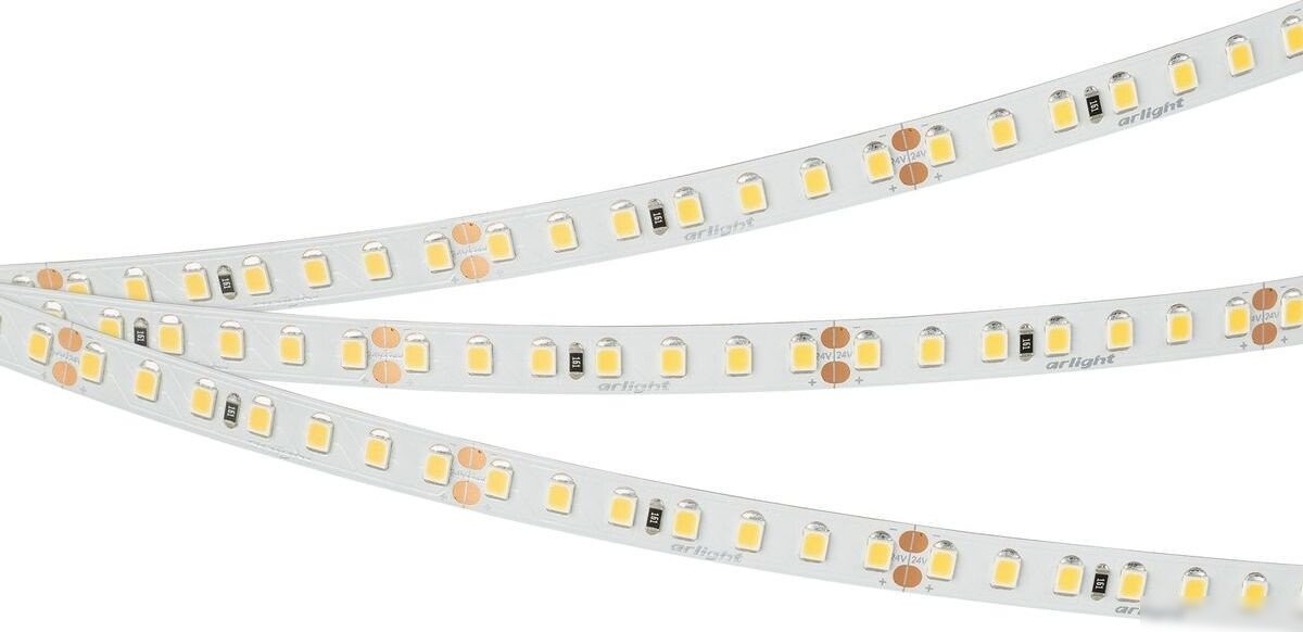 Светодиодная лента Arlight 5W/m 140Led/m 2835SMD теплый белый 5M UL-A140-8mm 24V Warm3000 046971 – фото товара
