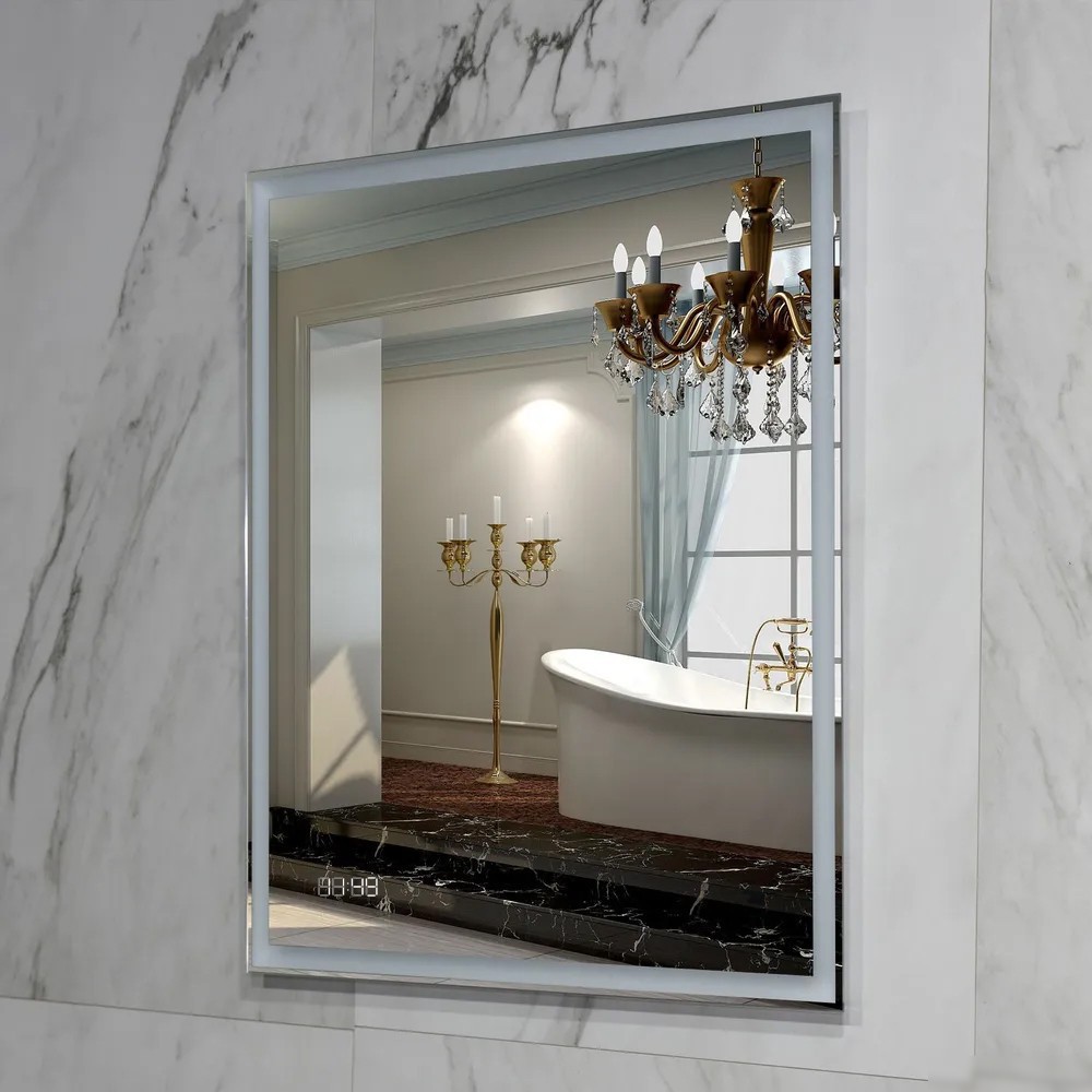 Пекам Зеркало Greta 50x60 greta-50x60dcl (с подсветкой, сенсором на взмах руки и часами) – фото товара
