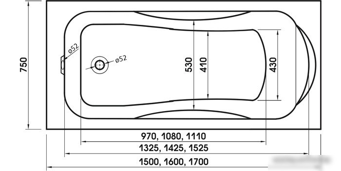 Ванна Relisan Elvira (160x75) - фото товара